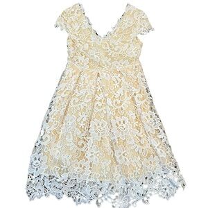 White lace dress size large unbranded no tags lined tule back zipper